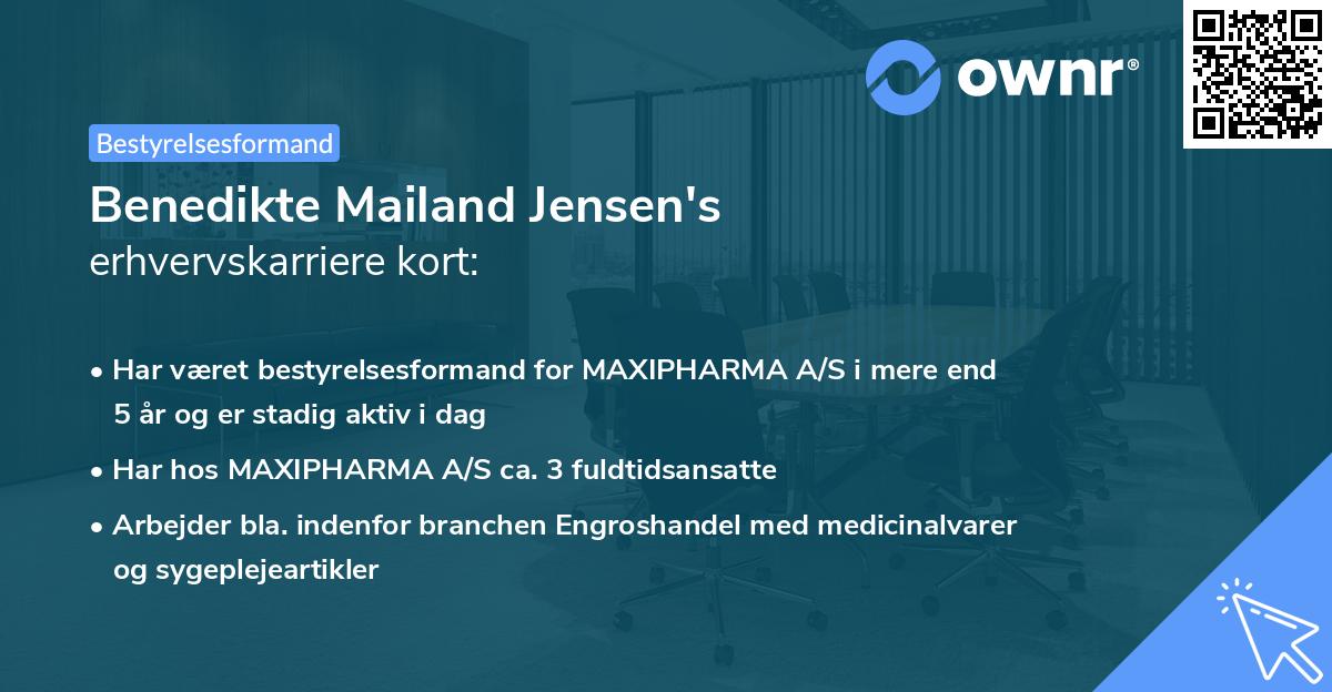 Benedikte Mailand Jensen's erhvervskarriere kort