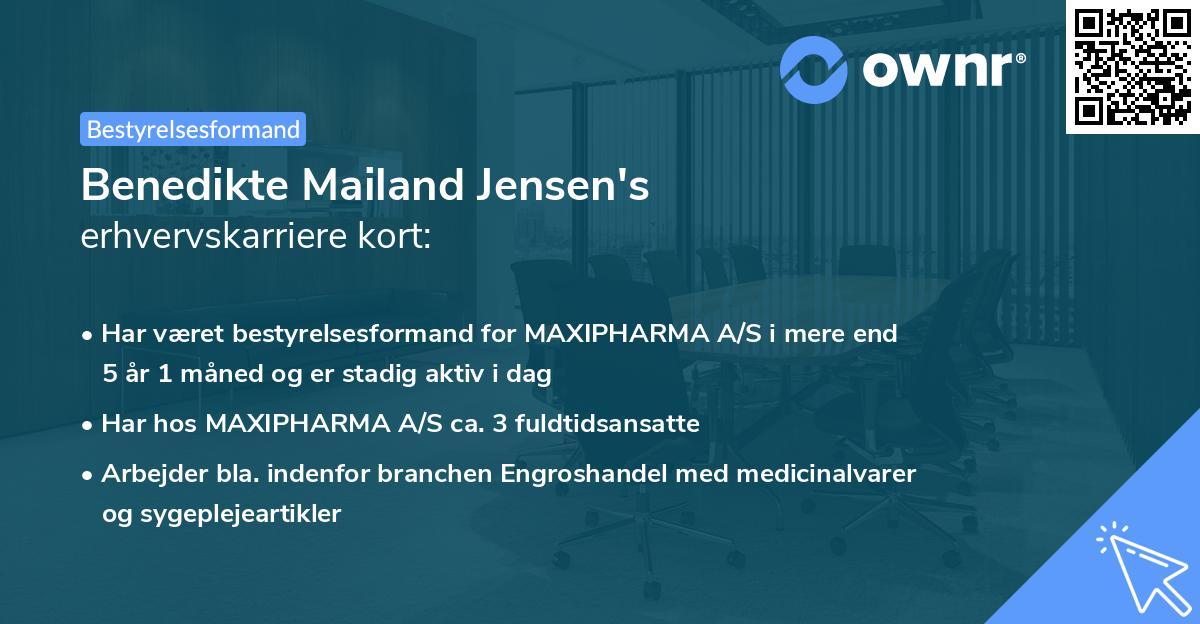 Benedikte Mailand Jensen's erhvervskarriere kort