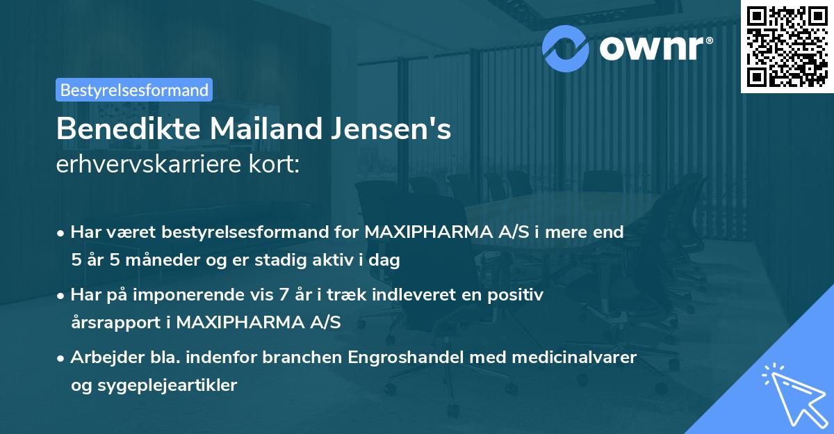 Benedikte Mailand Jensen's erhvervskarriere kort