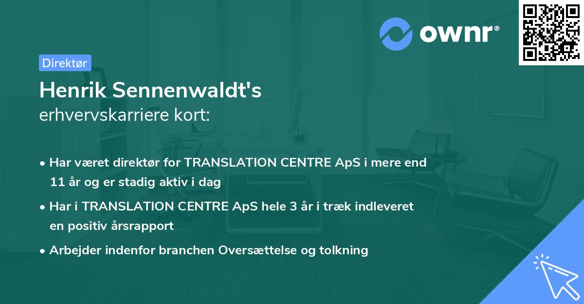 Henrik Sennenwaldt's erhvervskarriere kort
