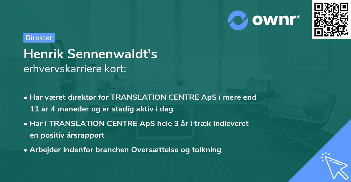 Henrik Sennenwaldt's erhvervskarriere kort