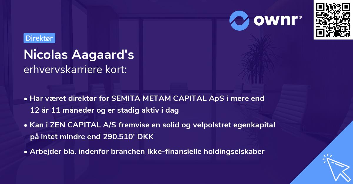 Nicolas Aagaard's erhvervskarriere kort