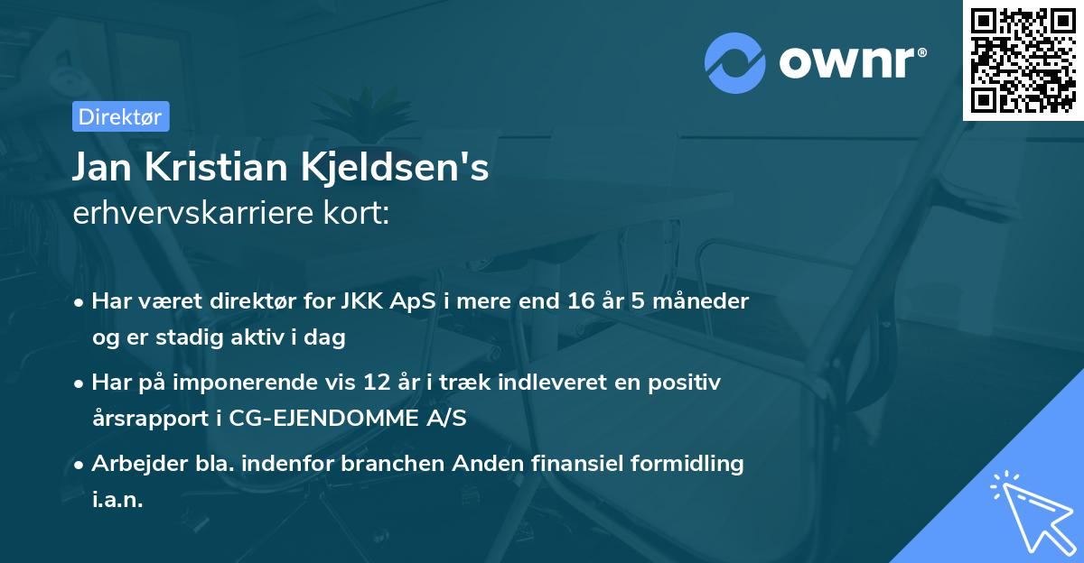 Jan Kristian Kjeldsen's erhvervskarriere kort
