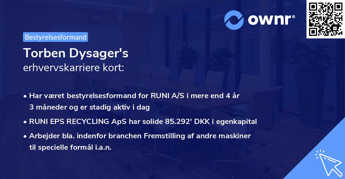 Torben Dysager's erhvervskarriere kort