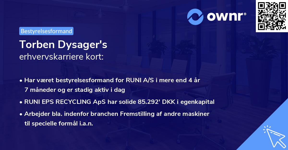 Torben Dysager's erhvervskarriere kort