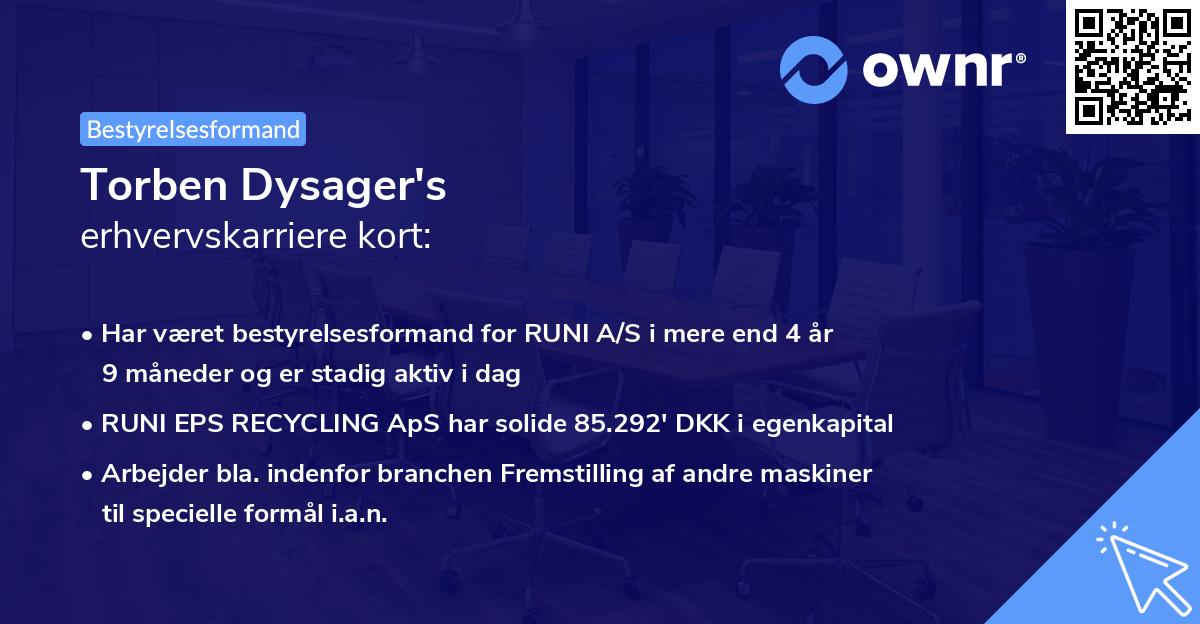 Torben Dysager's erhvervskarriere kort