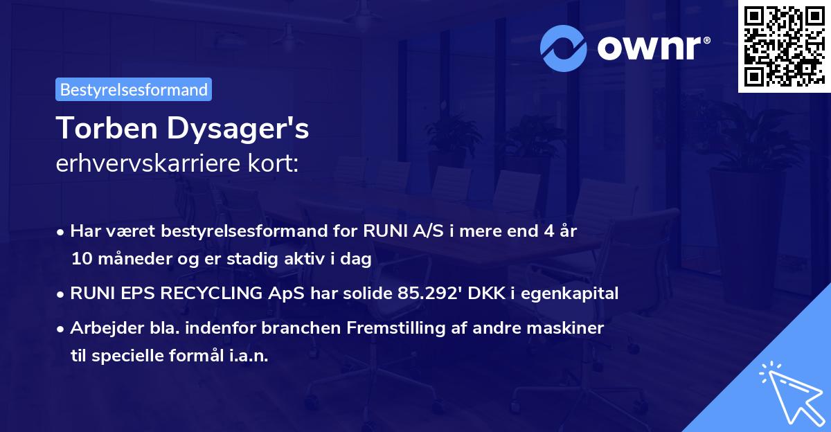 Torben Dysager's erhvervskarriere kort