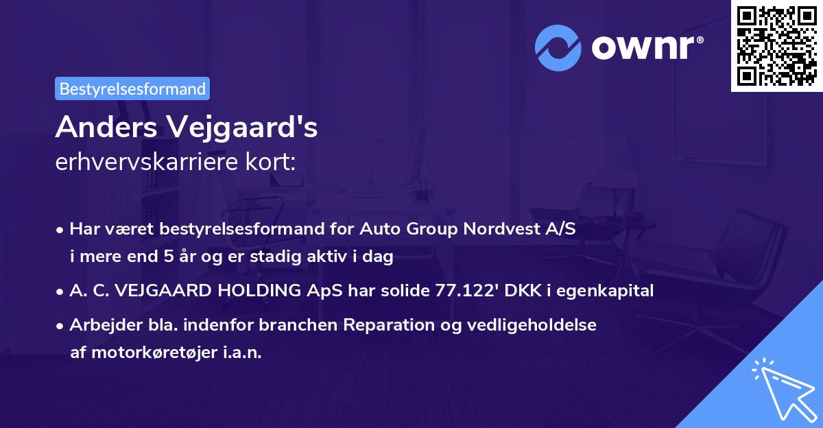 Anders Vejgaard's erhvervskarriere kort