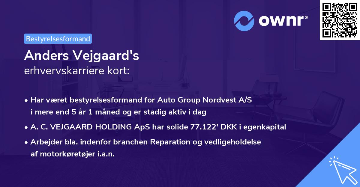 Anders Vejgaard's erhvervskarriere kort