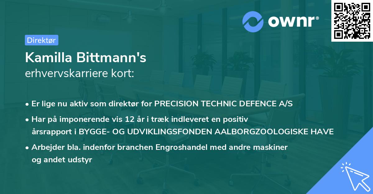Kamilla Bittmann's erhvervskarriere kort