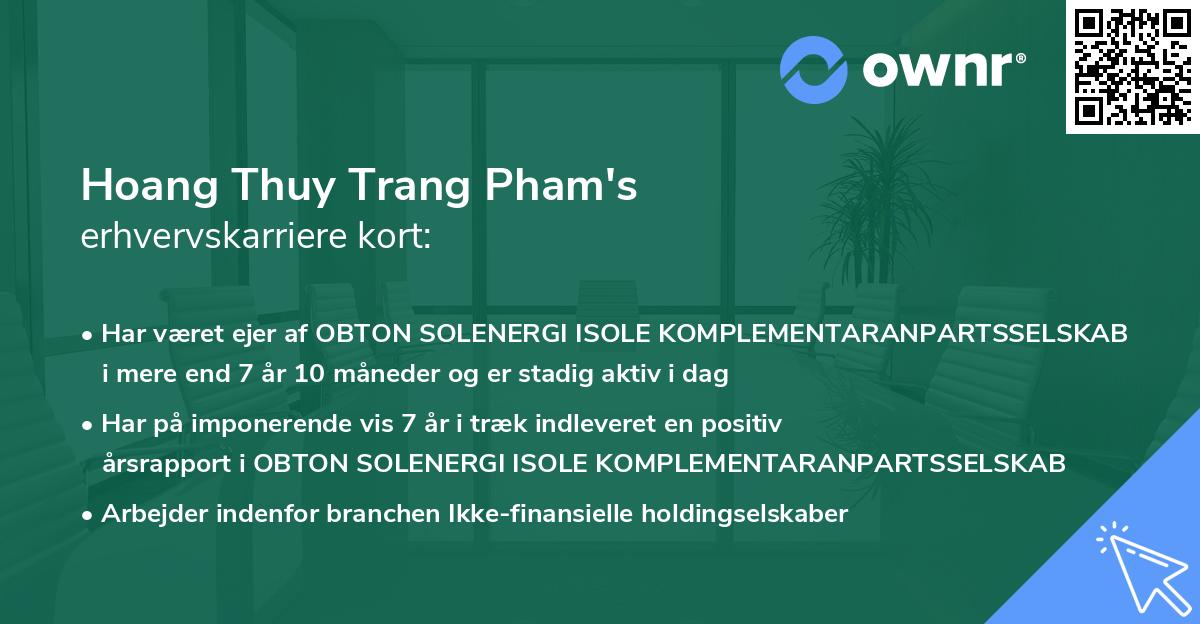 Hoang Thuy Trang Pham's erhvervskarriere kort