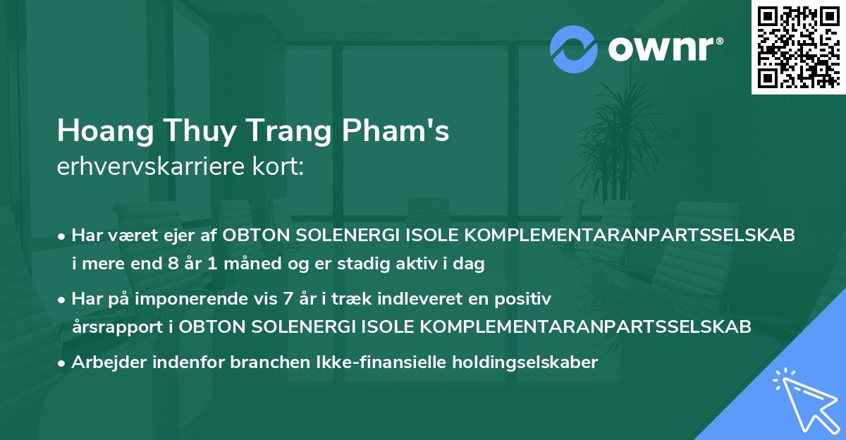 Hoang Thuy Trang Pham's erhvervskarriere kort