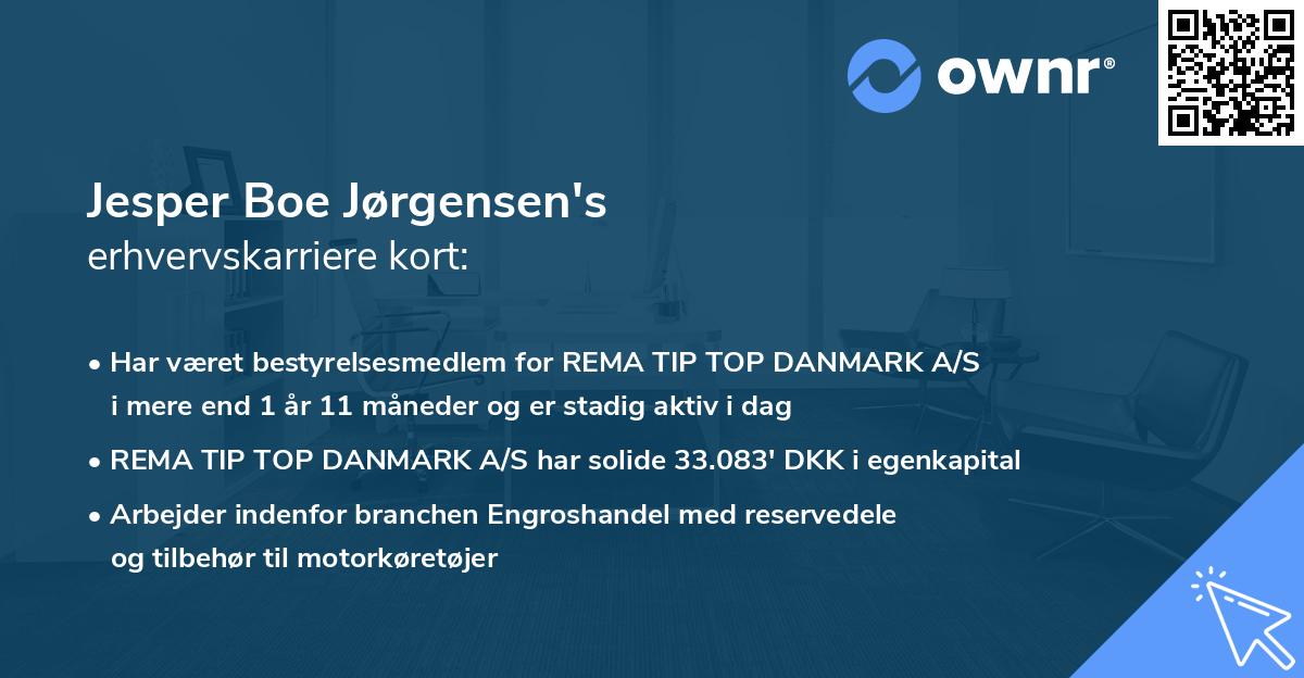 Jesper Boe Jørgensen's erhvervskarriere kort