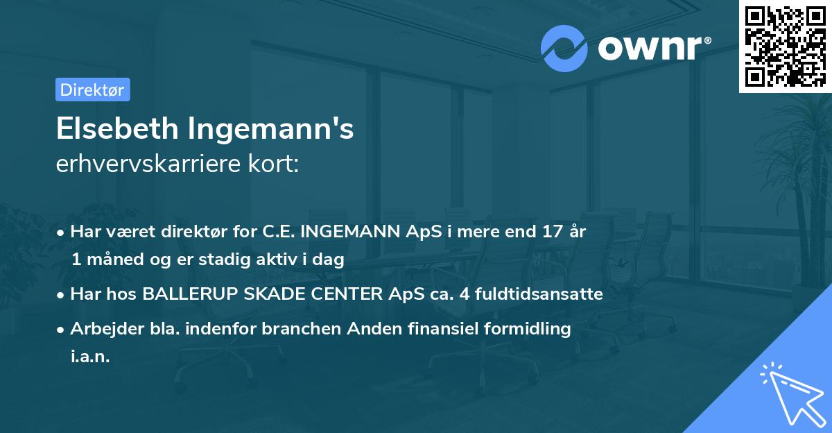 Elsebeth Ingemann's erhvervskarriere kort