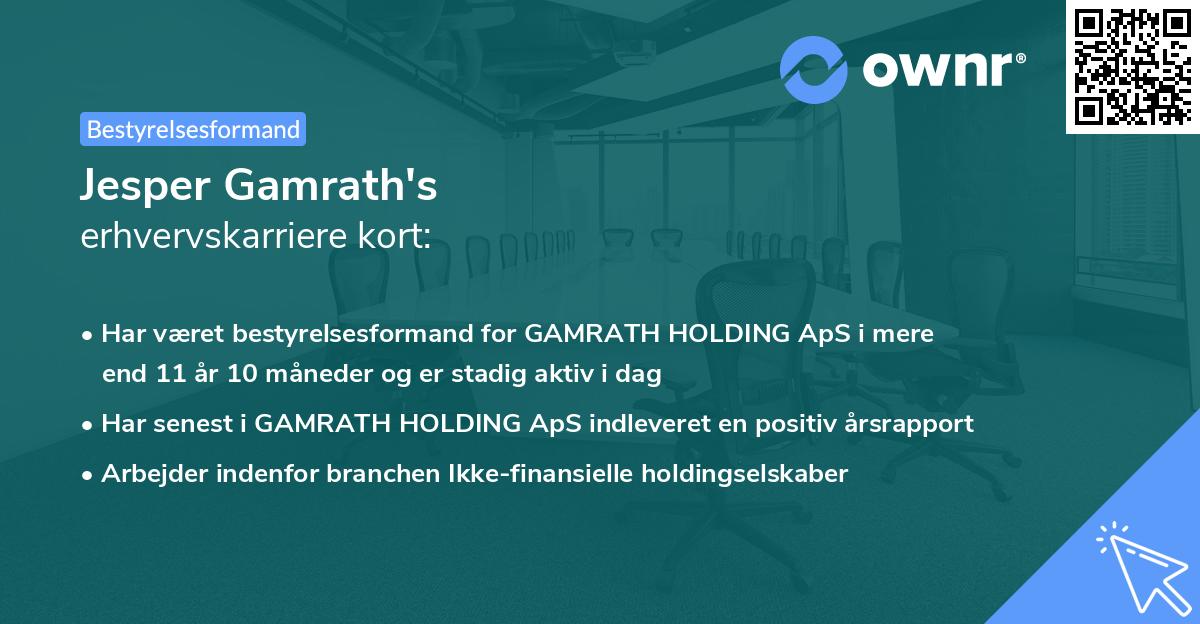 Jesper Gamrath's erhvervskarriere kort