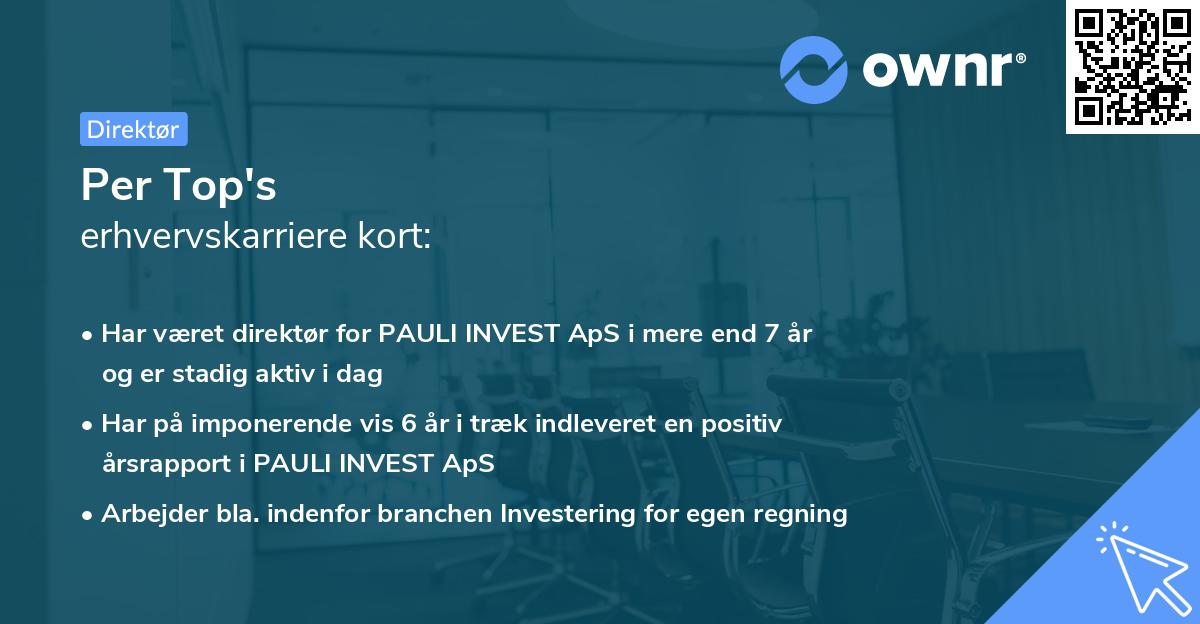 Per Top's erhvervskarriere kort