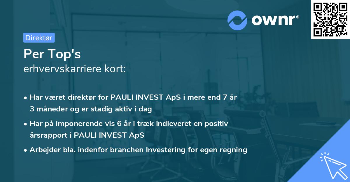 Per Top's erhvervskarriere kort