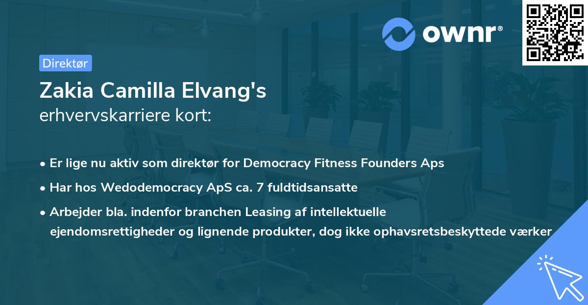 Zakia Camilla Elvang's erhvervskarriere kort