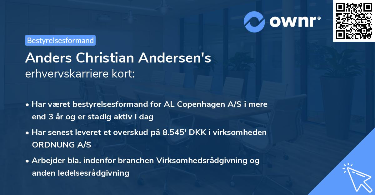 Anders Christian Andersen's erhvervskarriere kort