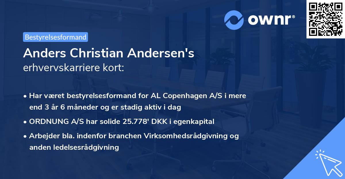 Anders Christian Andersen's erhvervskarriere kort