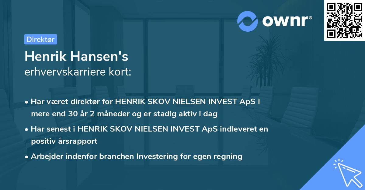 Henrik Hansen's erhvervskarriere kort