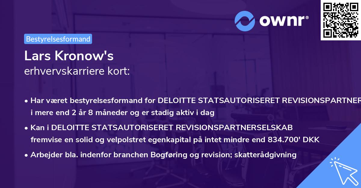 Lars Kronow's erhvervskarriere kort