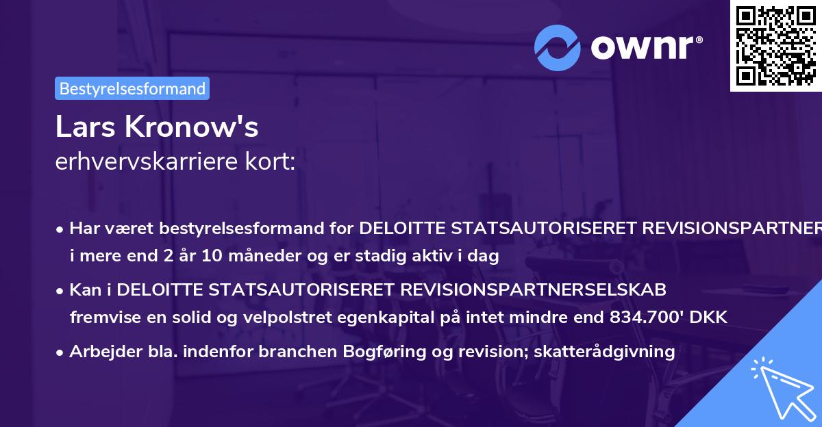Lars Kronow's erhvervskarriere kort