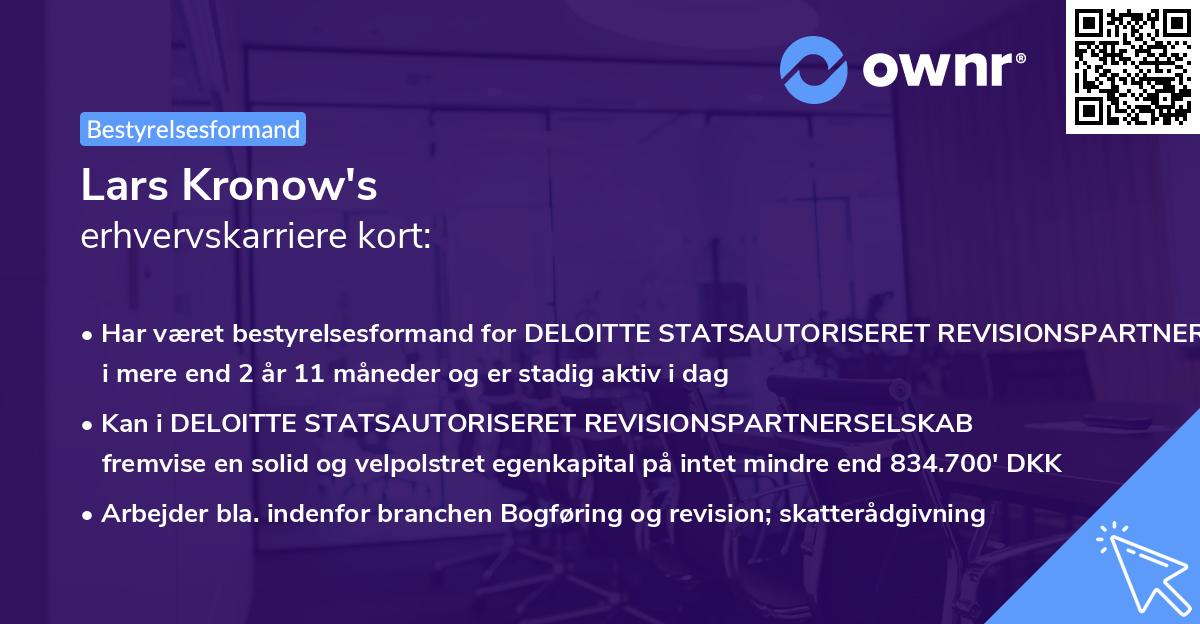 Lars Kronow's erhvervskarriere kort