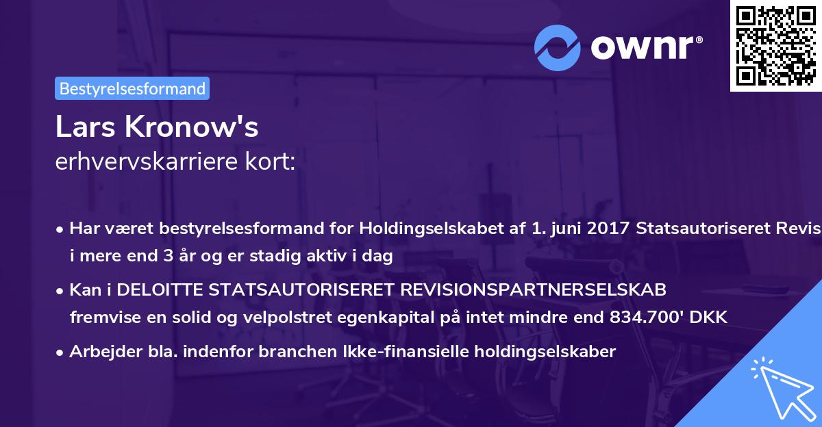 Lars Kronow's erhvervskarriere kort