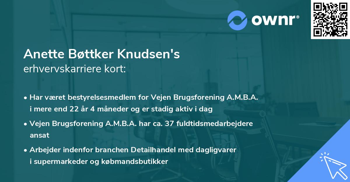 Anette Bøttker Knudsen's erhvervskarriere kort