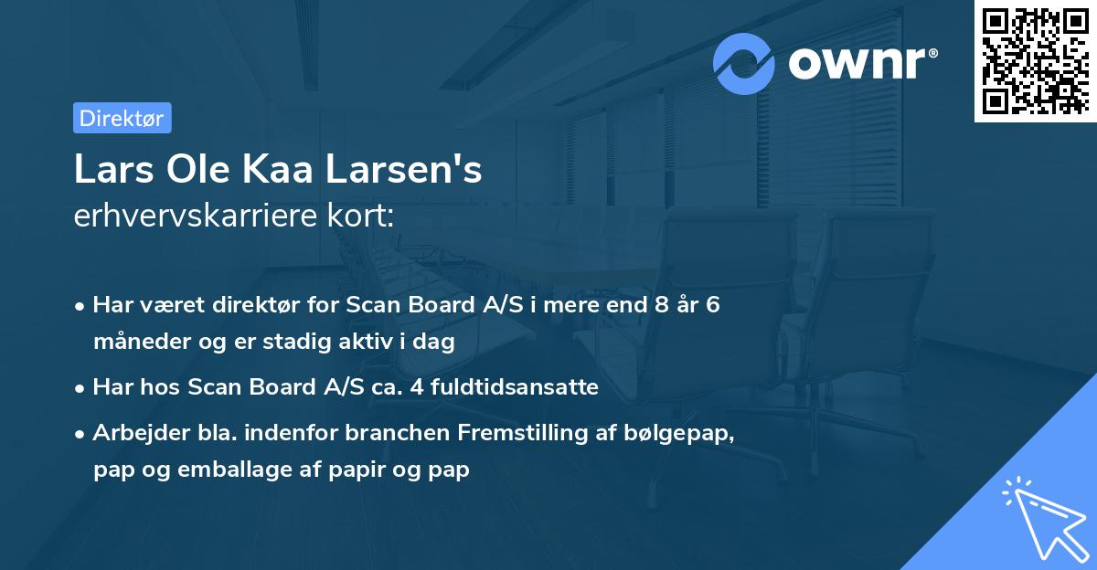 Lars Ole Kaa Larsen's erhvervskarriere kort