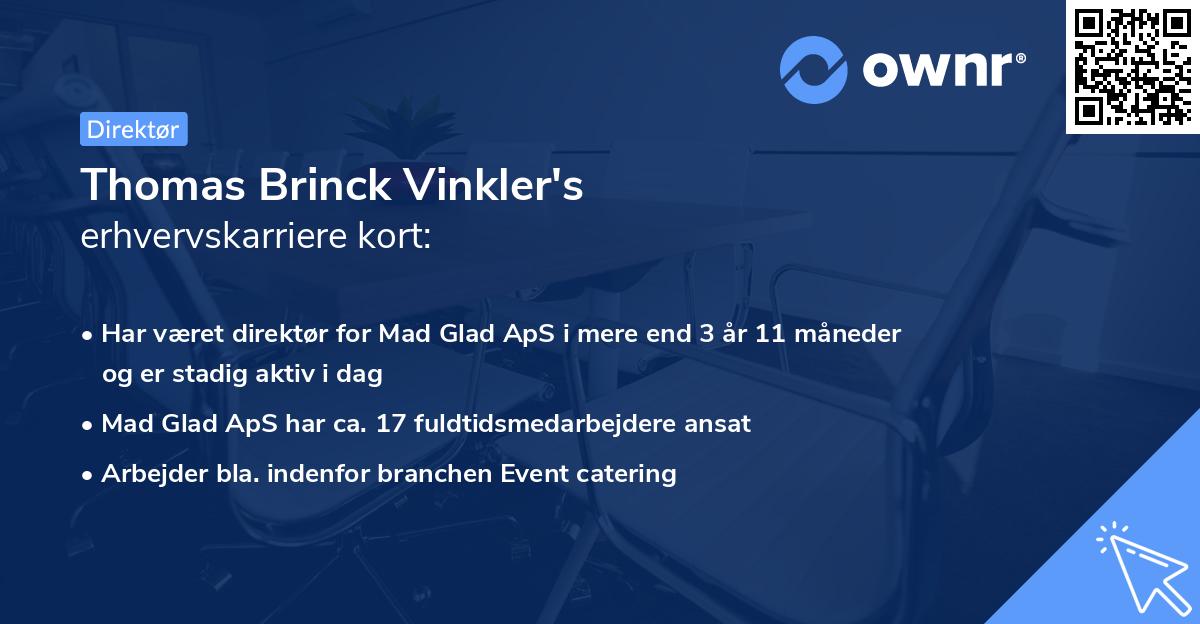 Thomas Brinck Vinkler's erhvervskarriere kort