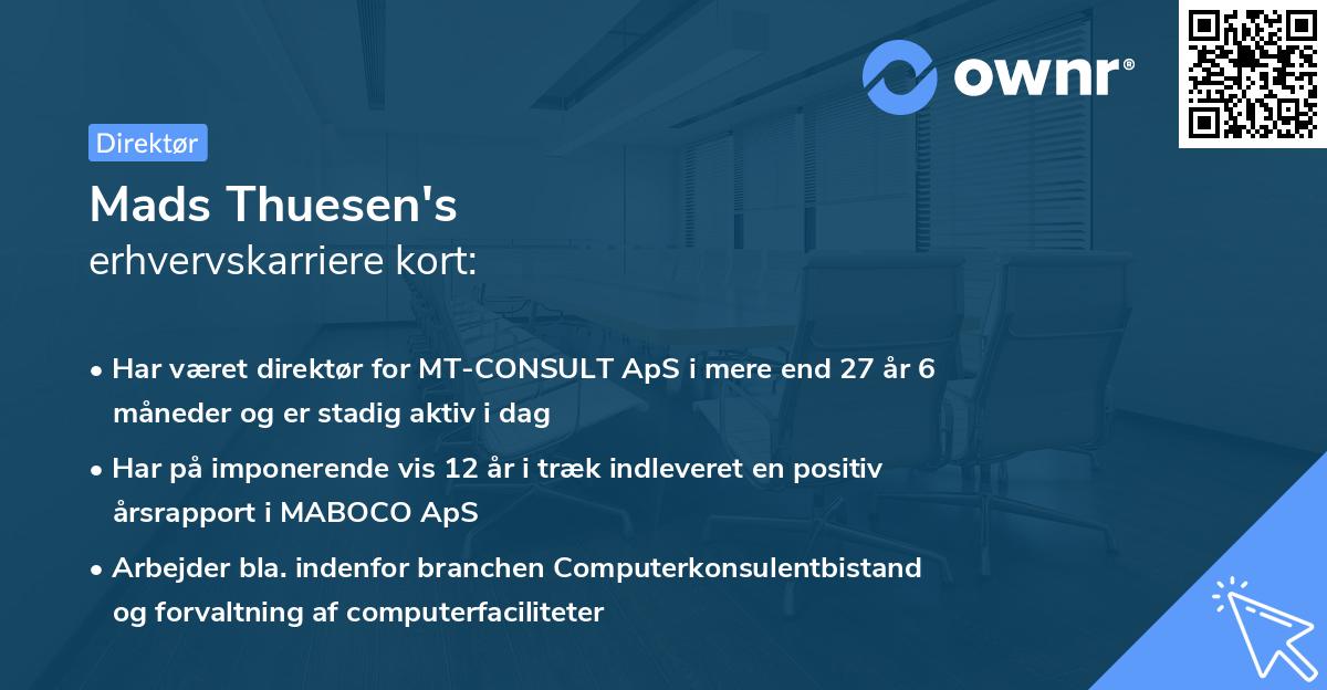 Mads Thuesen's erhvervskarriere kort