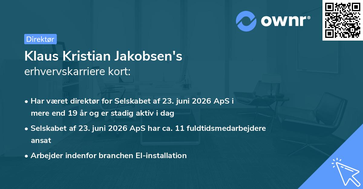Klaus Kristian Jakobsen's erhvervskarriere kort