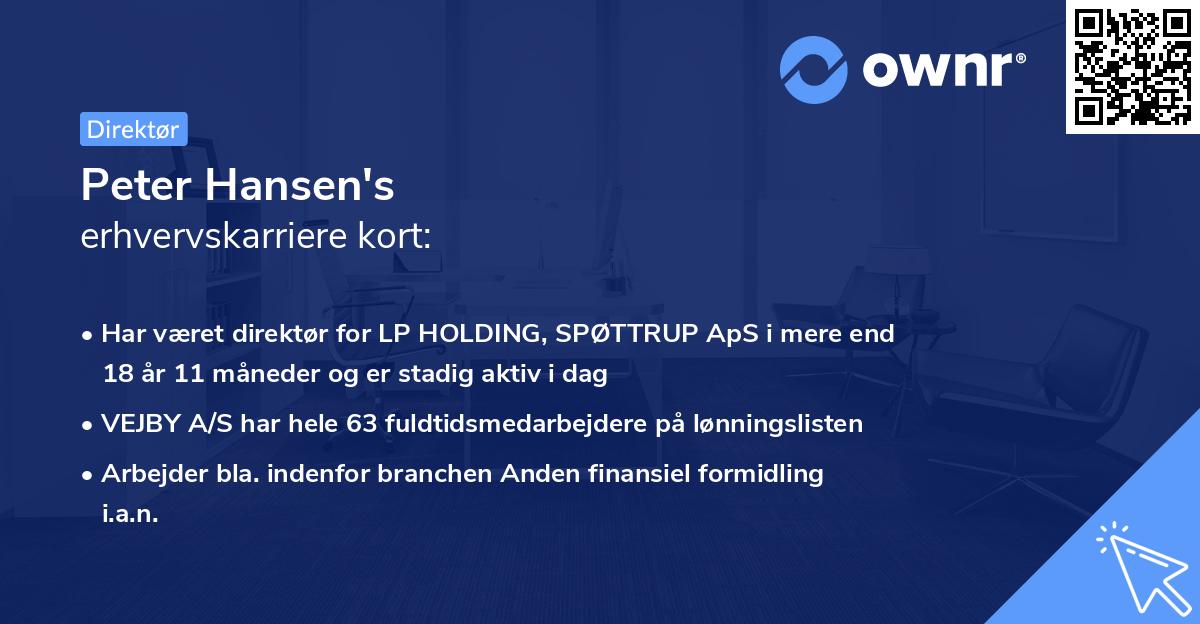 Peter Hansen's erhvervskarriere kort