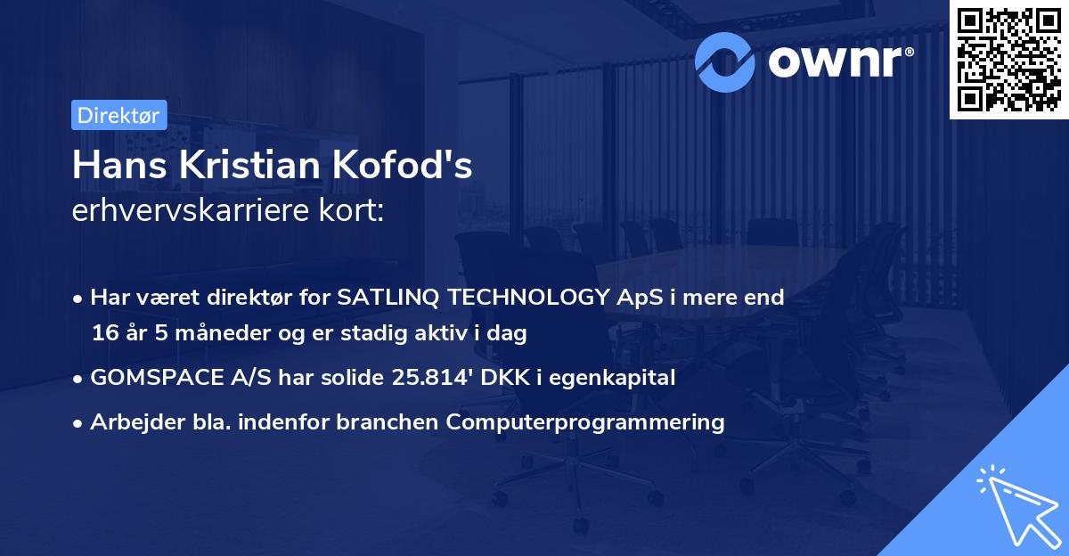 Hans Kristian Kofod's erhvervskarriere kort