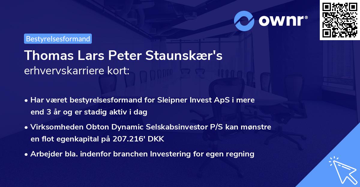 Thomas Lars Peter Staunskær's erhvervskarriere kort