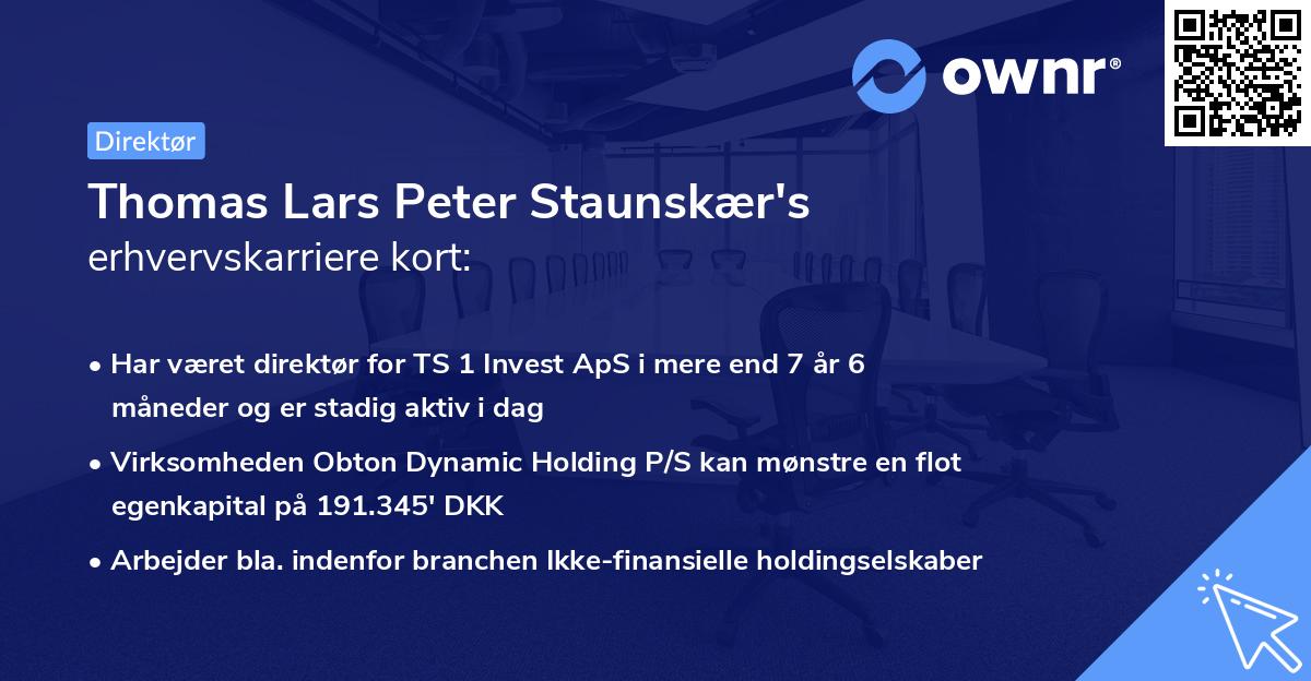 Thomas Lars Peter Staunskær's erhvervskarriere kort