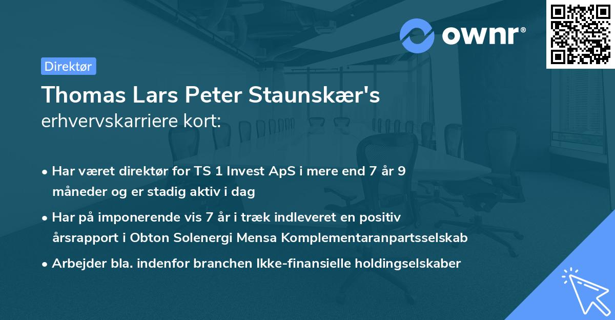 Thomas Lars Peter Staunskær's erhvervskarriere kort