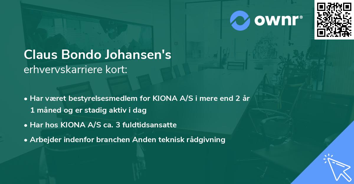 Claus Bondo Johansen's erhvervskarriere kort