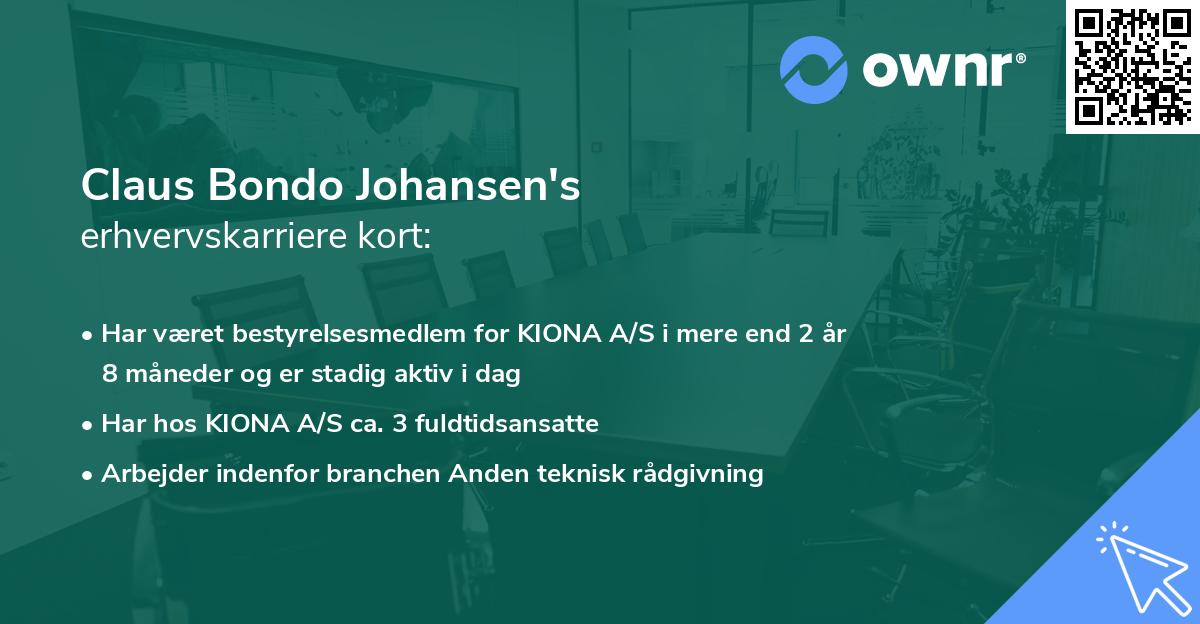 Claus Bondo Johansen's erhvervskarriere kort