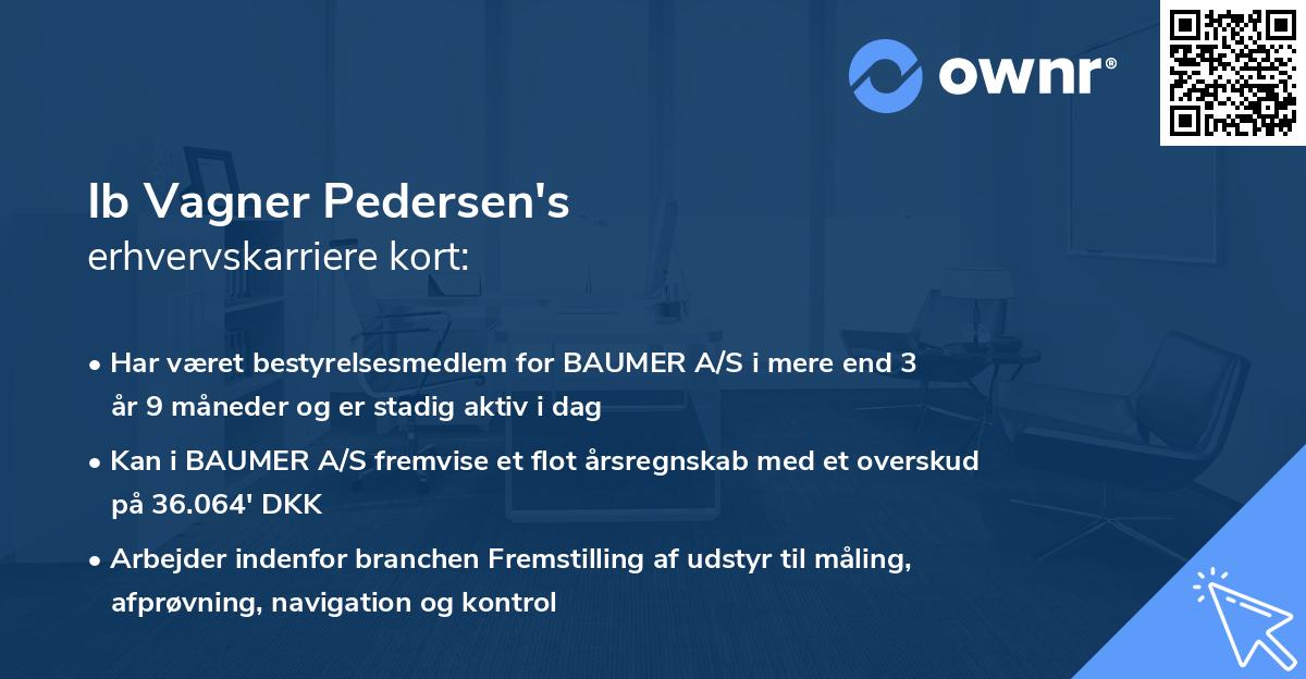Ib Vagner Pedersen's erhvervskarriere kort