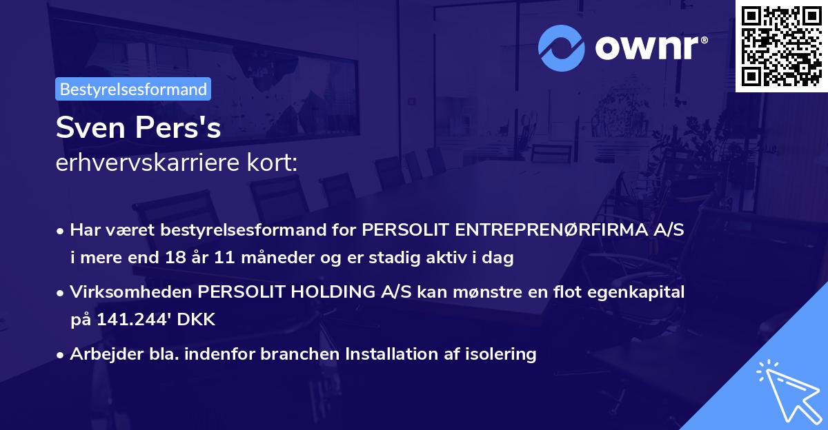 Sven Pers's erhvervskarriere kort