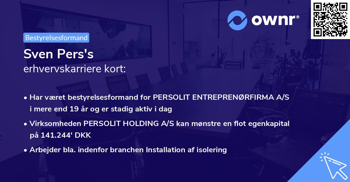 Sven Pers's erhvervskarriere kort