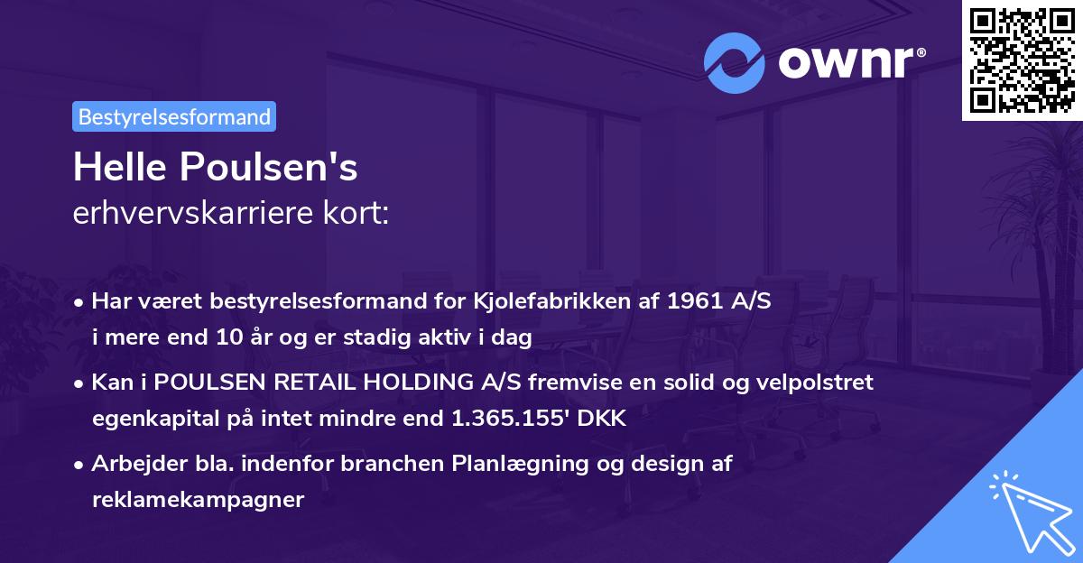 Helle Poulsen's erhvervskarriere kort