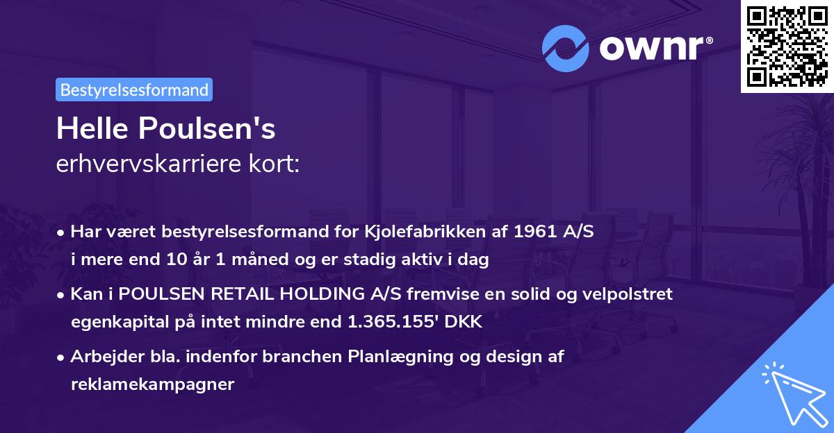 Helle Poulsen's erhvervskarriere kort