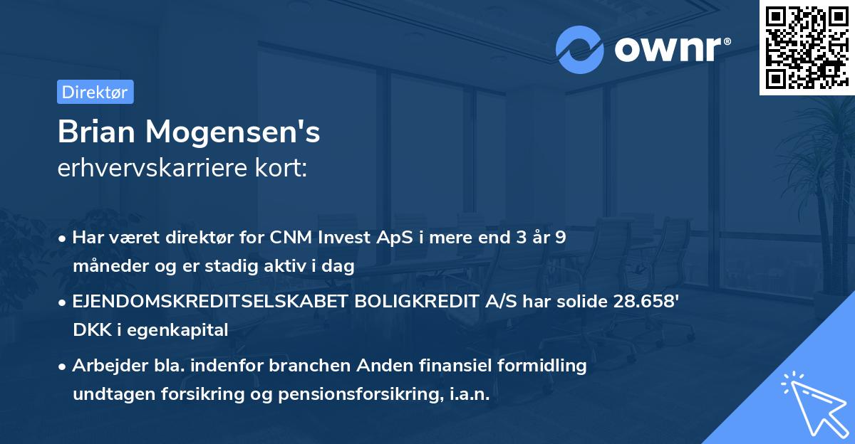 Brian Mogensen's erhvervskarriere kort