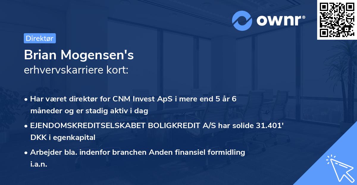 Brian Mogensen's erhvervskarriere kort