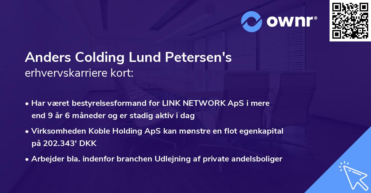 Anders Colding Lund Petersen's erhvervskarriere kort