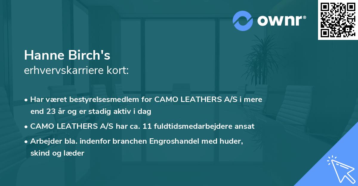 Hanne Birch's erhvervskarriere kort